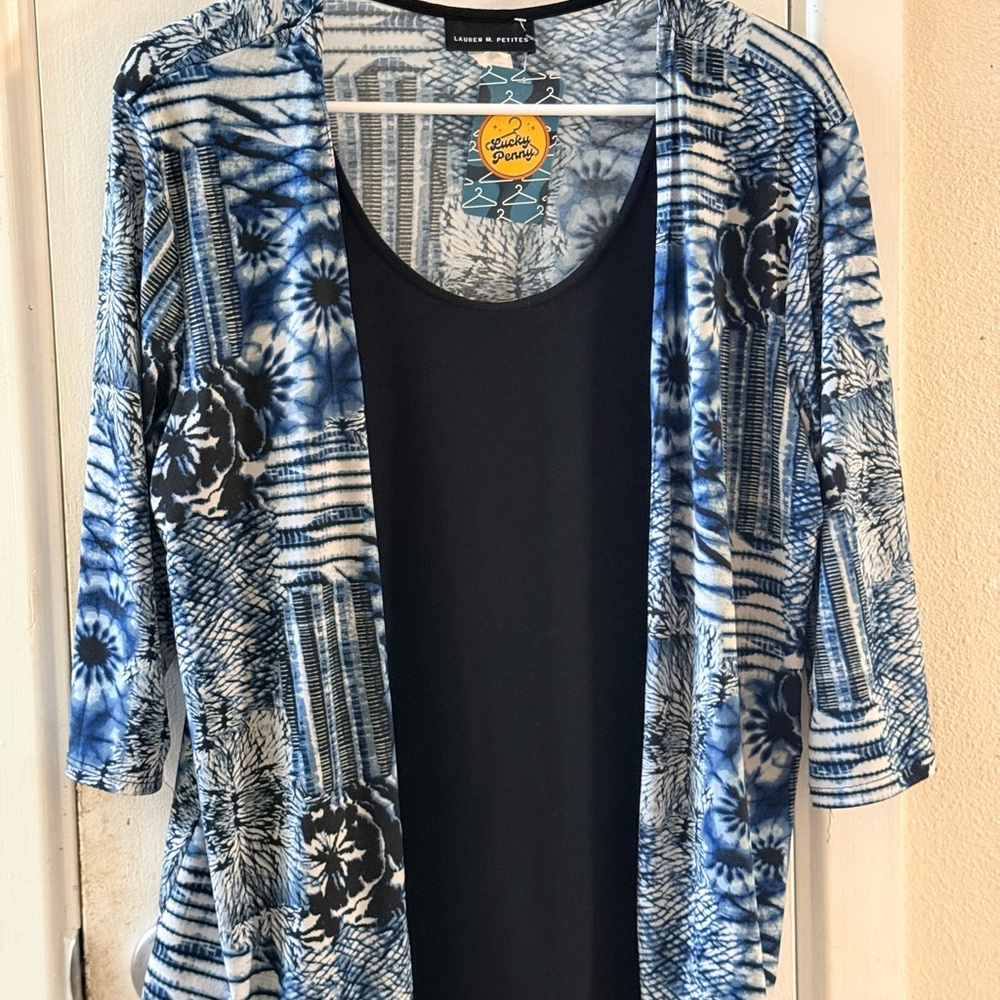Blue and Black Women's Blouse